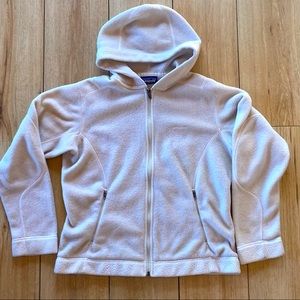 Patagonia Women’s Cream Synchilla Fleece Front Zip Hooded Jacket Size Large